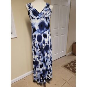 INC Inter Concepts Womens Blue/White Tie Dye Maxi Dress Size PM Coastal/Cruise